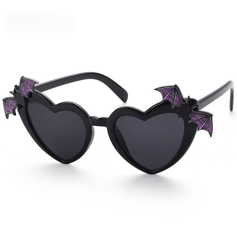 Cat Eye Heart Frame Sunglasses with Bats