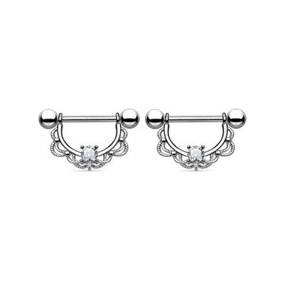 Nipple Shield with Oval Ornamental Crystal