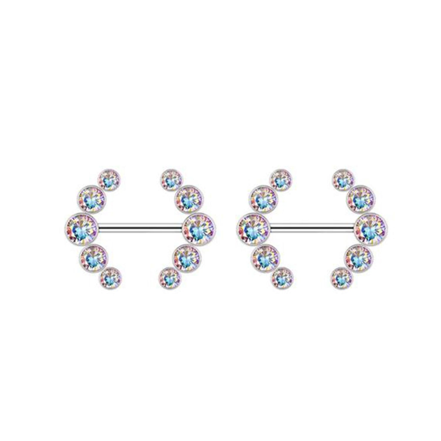 Nipple Bars with Crystals- Assorted Colours
