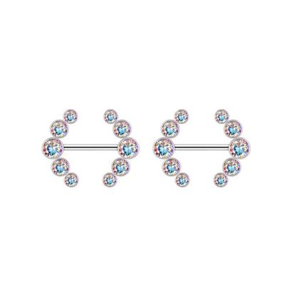 Nipple Bars with Crystals- Assorted Colours