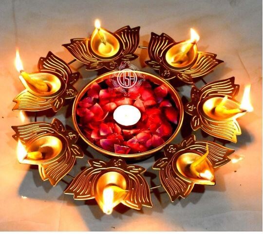 Nataraj Gallery Metal Decorative Kamal Urli Bowl 12 inch Round Urli