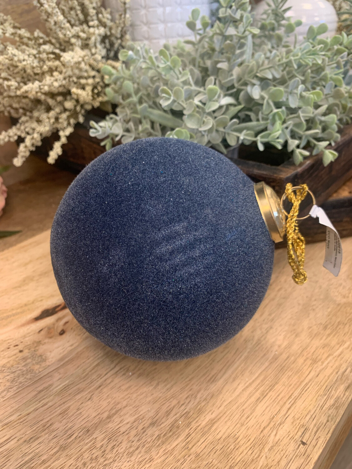 CCO Navy Flocked Glass Ball 5"