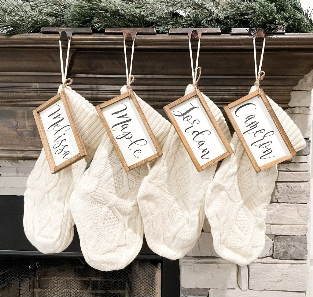 Stocking Name Tag HoldersScript style