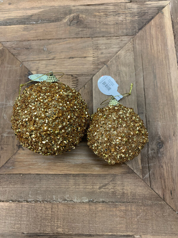 Reg 80mm Gold Glitter Ball Orn