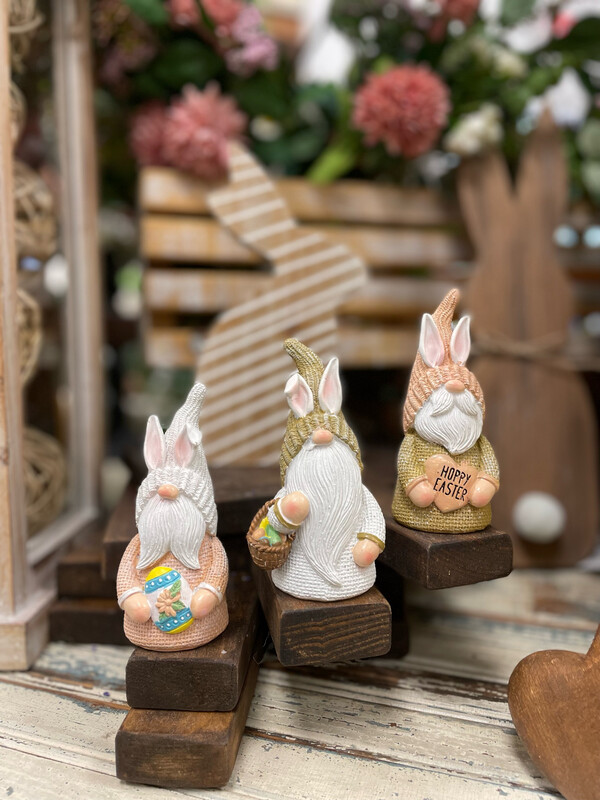 Set Of Easter Gnomes, Gnome Wth Flowers, Gnome Wth Bunny