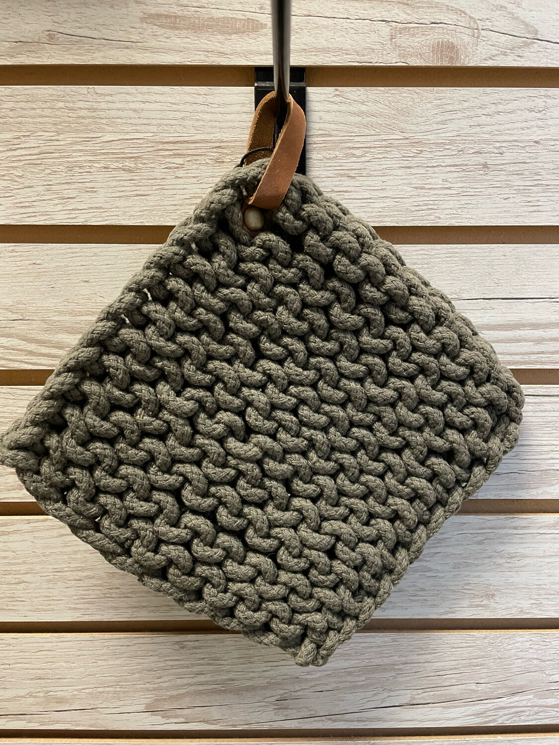 CCO Gray Leather Strap Pot Holder