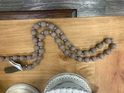 Distressed Wooden Bead Garland