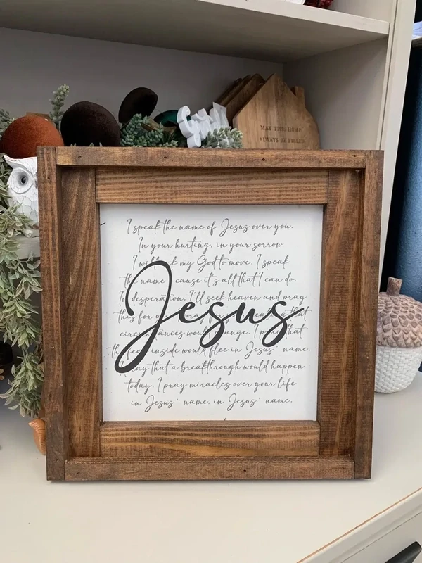 Jarmz Double Frame Jesus 16.5x16.5 Natural