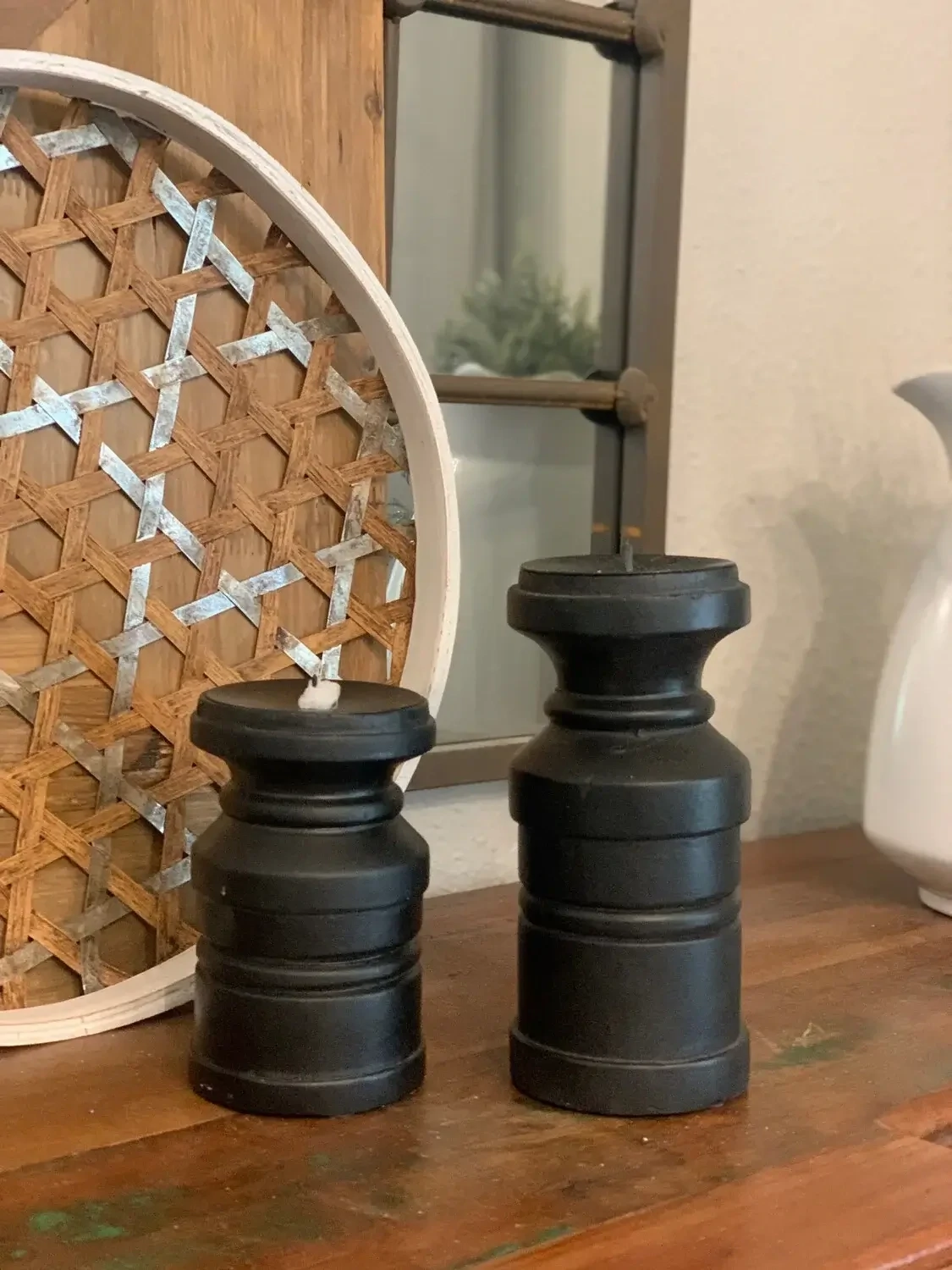 PDG 7.9&quot; Black Wood Candle Holder
