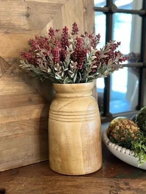 PDG Carved Wood Vase 9.5&quot;