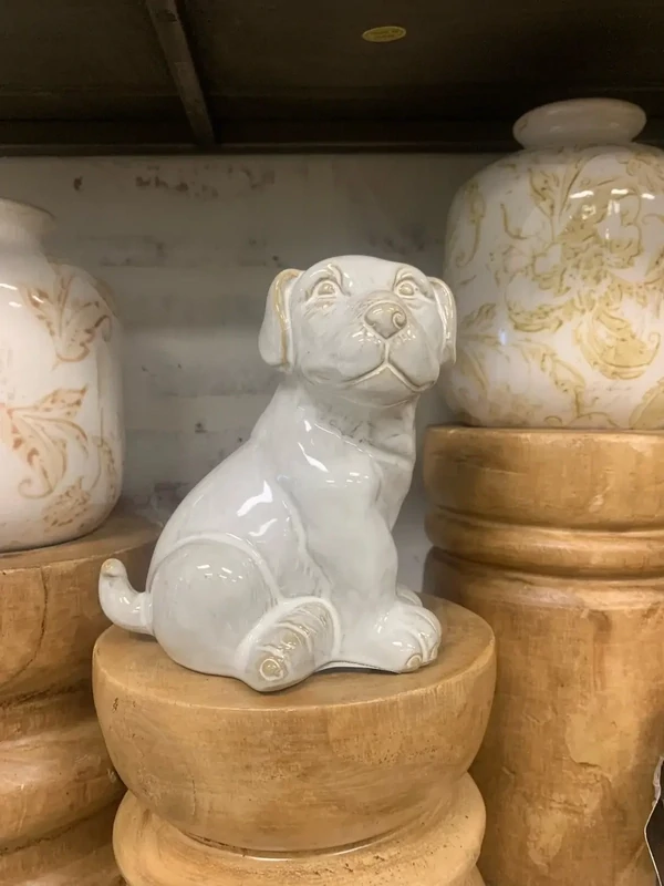 Pdg Dog White Ceramic 4.5x4.25x3.25