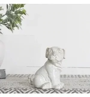 Pdg Dog White Ceramic 4.5x4.25x3.25