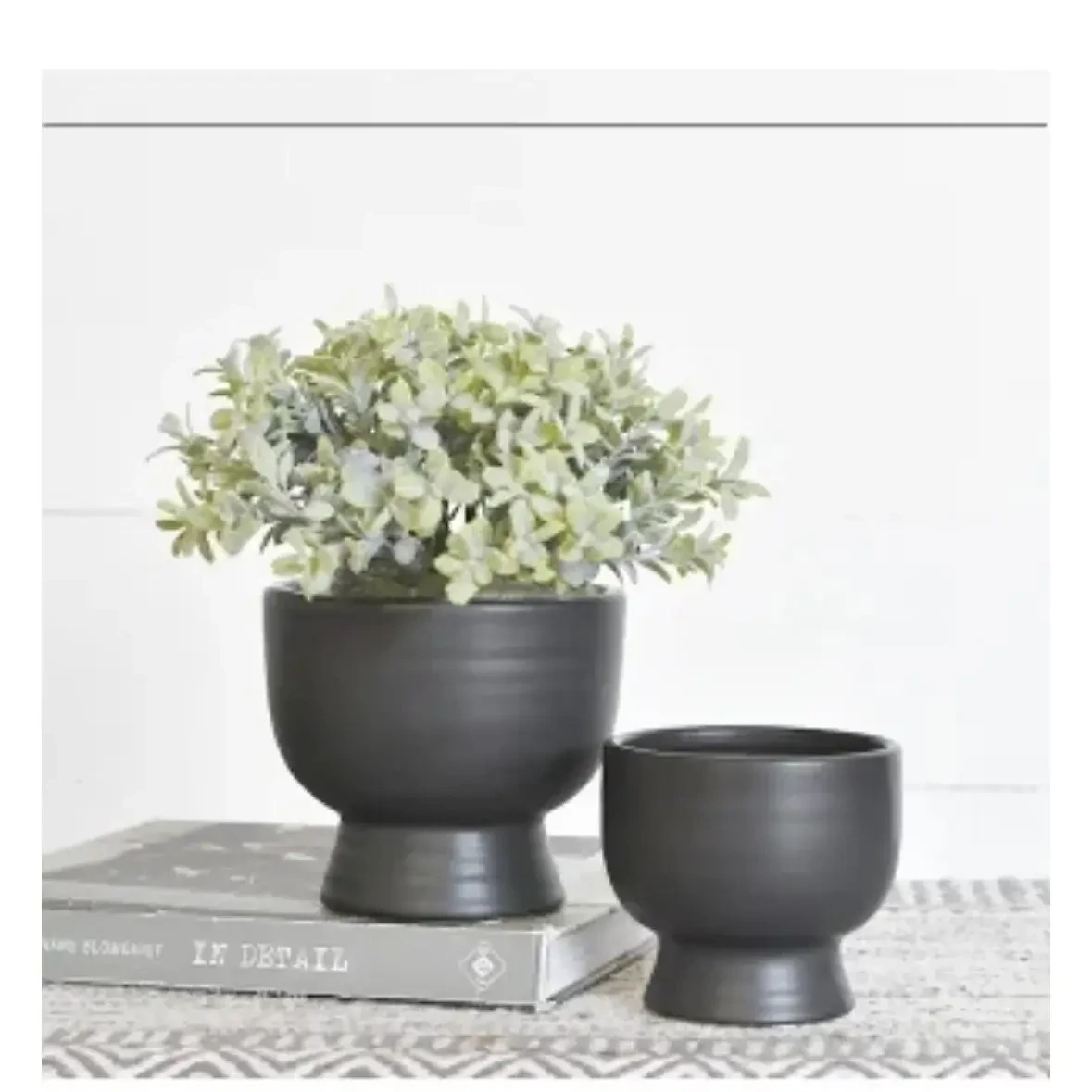 Pdg Sm Black Round Planter 3.6x4