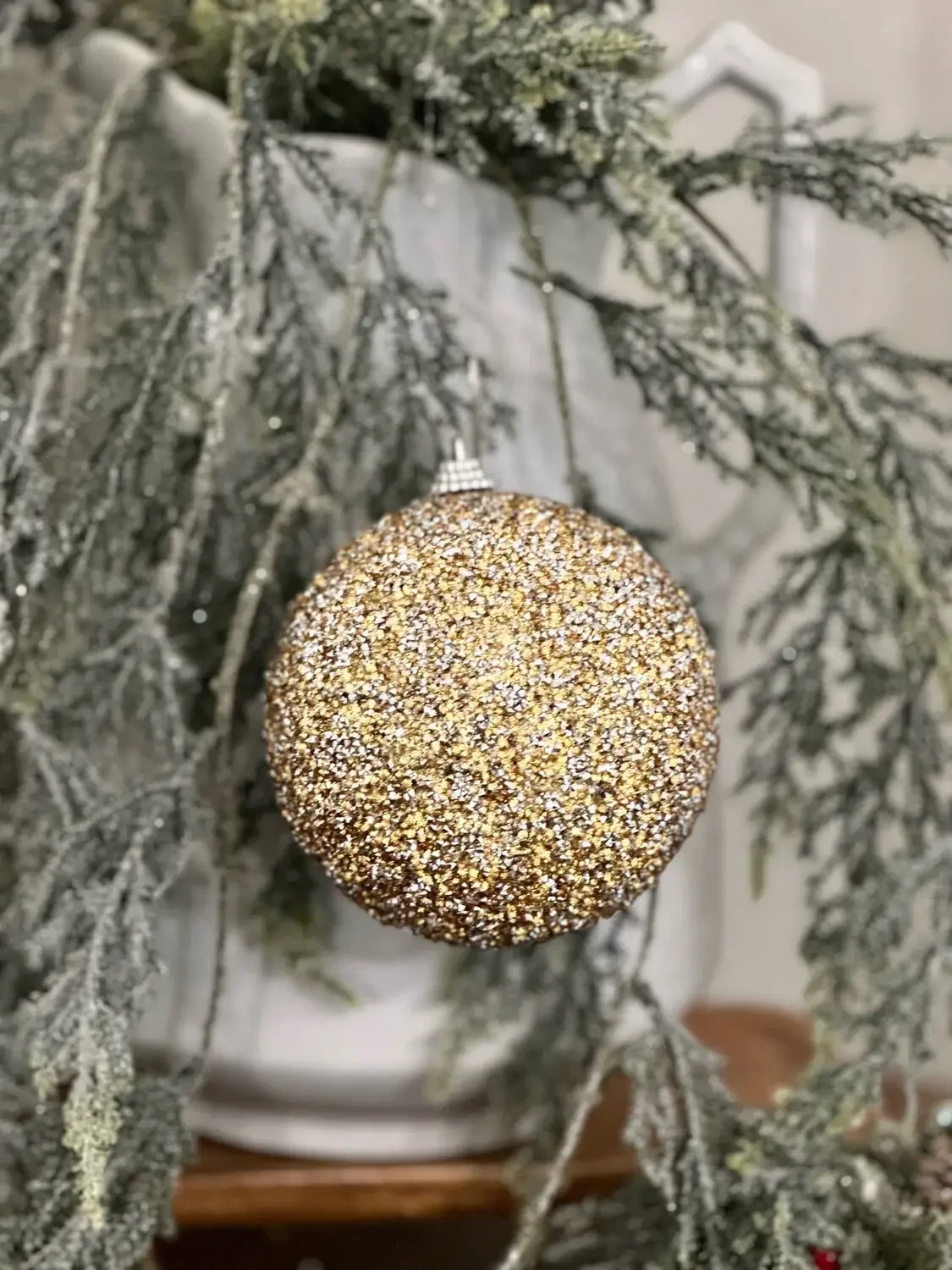 Reg 4&quot; Gold Silver Micro Beaded Orn