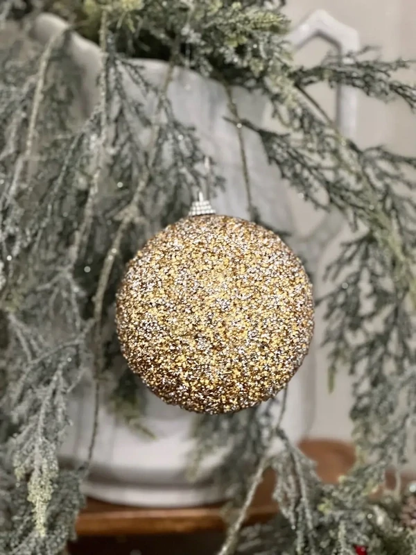 Reg 4&quot; Gold Silver Micro Beaded Orn