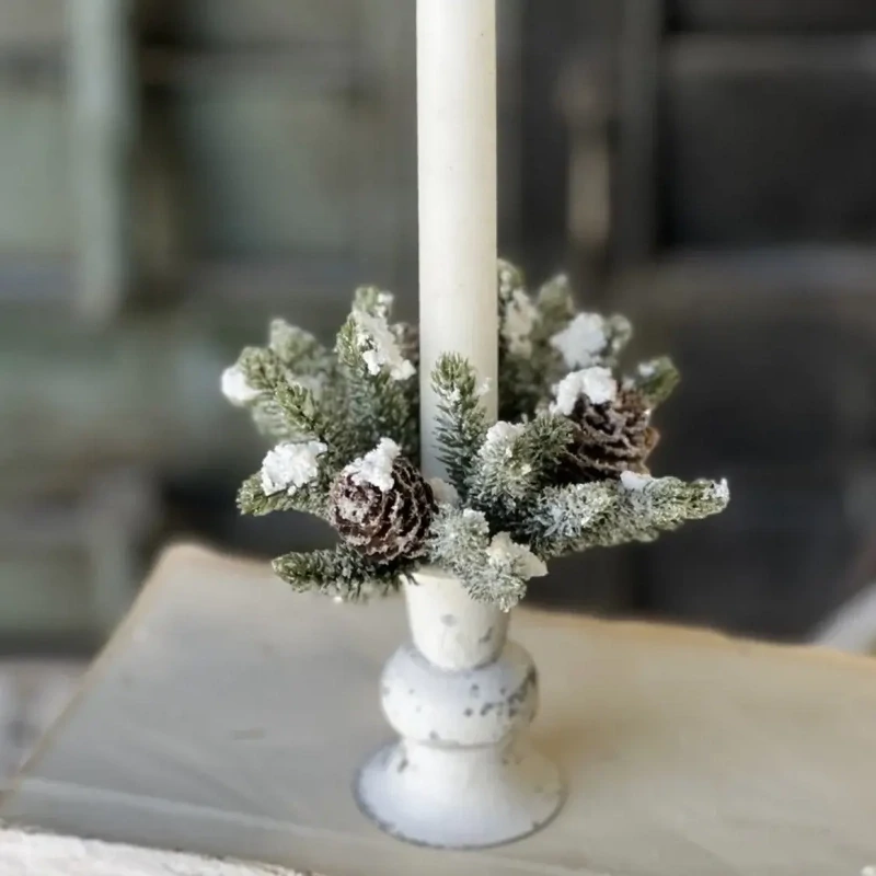 Vin 1&quot; Snowy Mini Cone Candle Ring