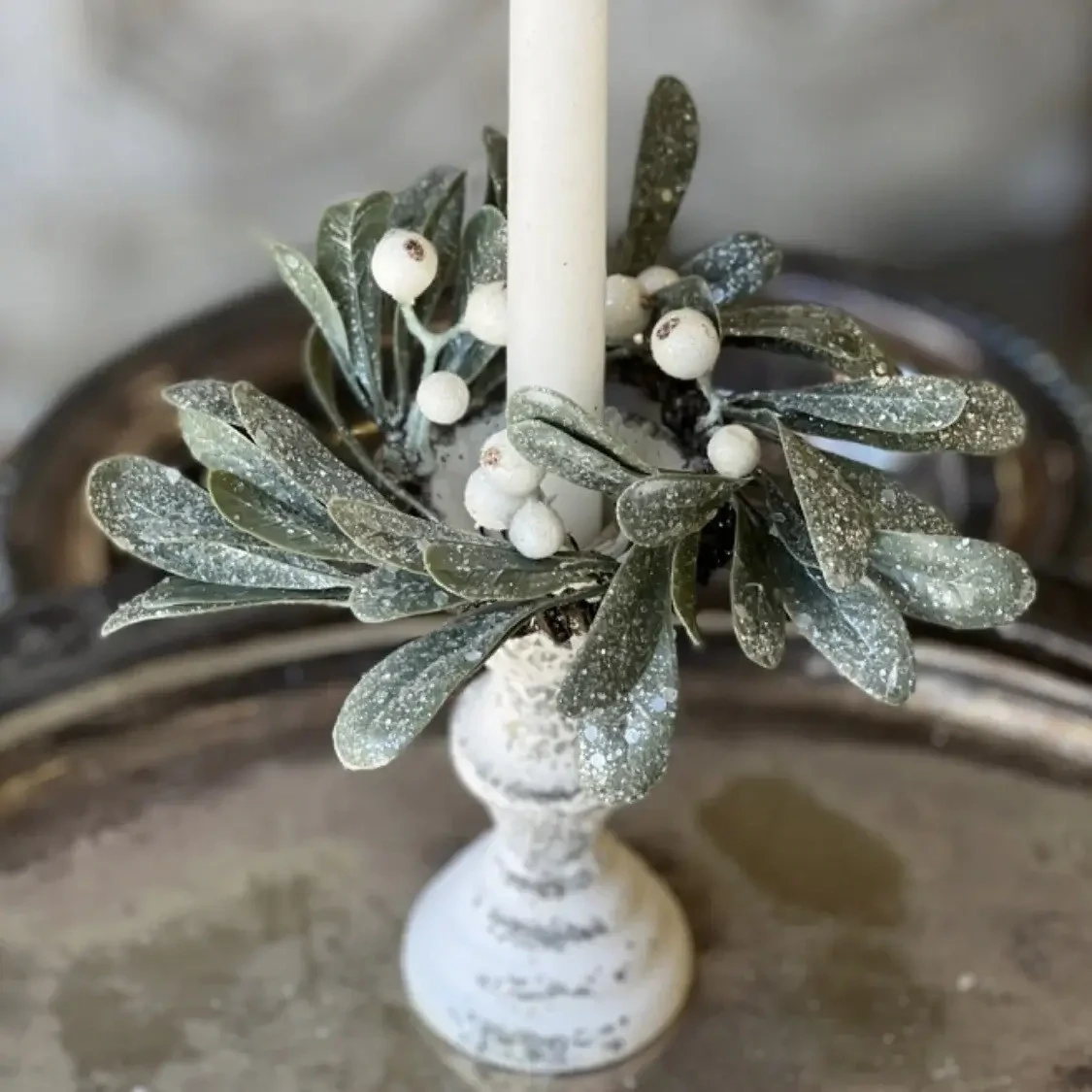 Vin 2.5&quot; Ice Kissed Mistletoe Candle Ring