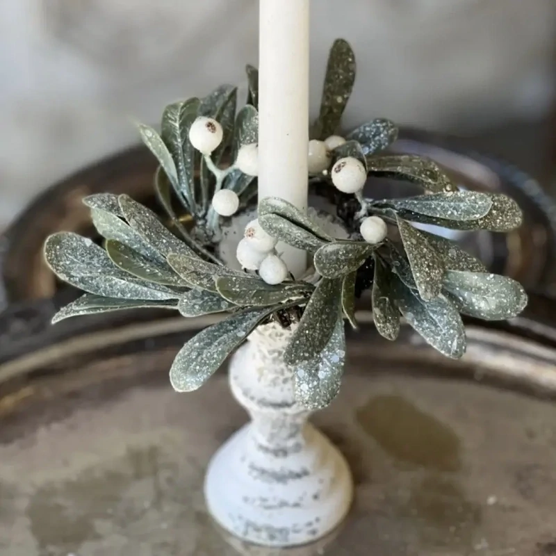 Vin 2.5&quot; Ice Kissed Mistletoe Candle Ring