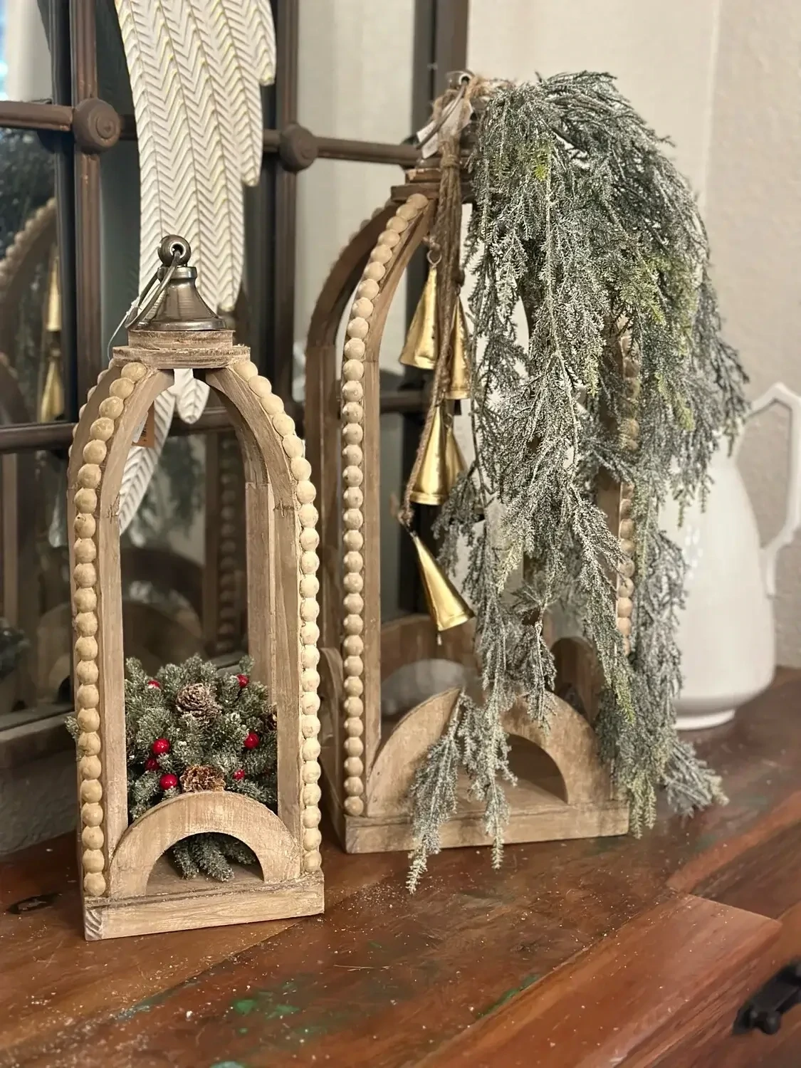 WT Lg Beaded Gothic Lantern 8x8x21
