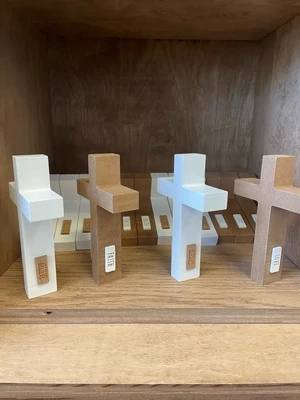 Yngs White BLESSED Cross 6x4x1.2