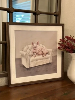 Yngs Pig On Couch 16x16