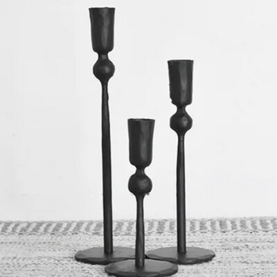 Pdg Lg 11.1" Black Iron Ball Candle Stand