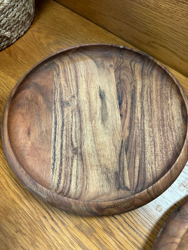 Pdg 11.81" Round Wood Tray