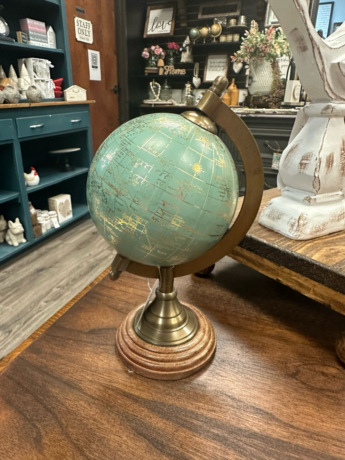 Yngs Teal World Globe Decoration 8x5