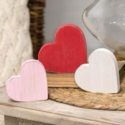 CWI 3Set Wood Colored Hearts