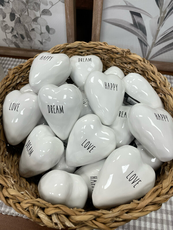 Pdg HAPPY White Ceramic Heart 3x2.3