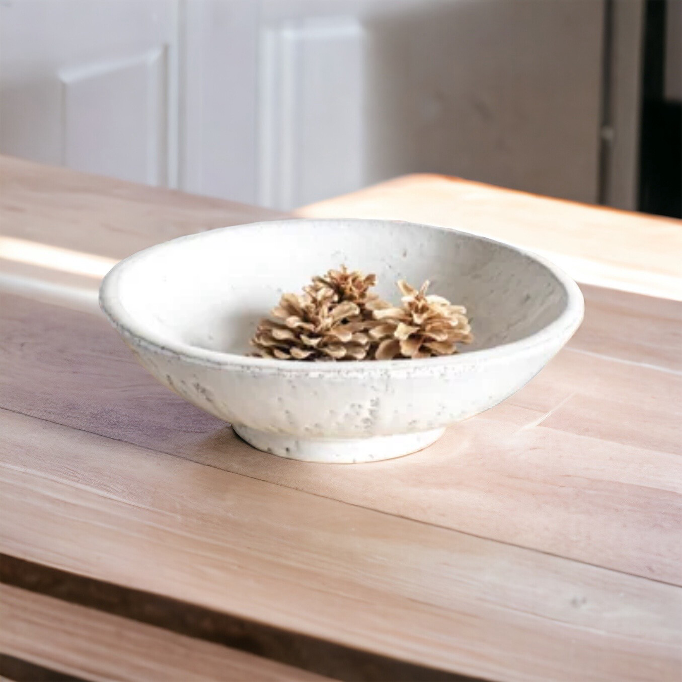 Pdg 12&quot; Reactive White Raised Bowl 3.5&quot;H