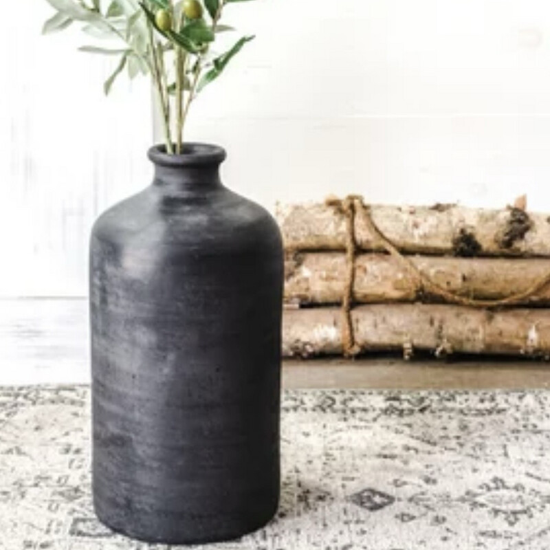 Pdg 14" Black Terra Cotta Vase