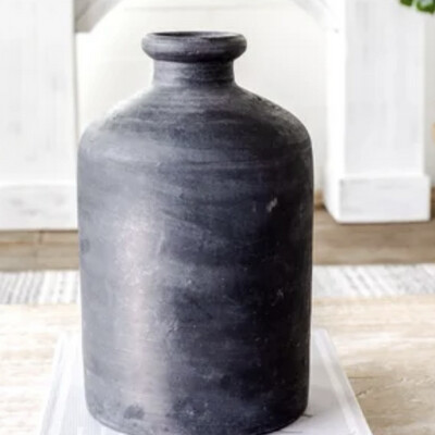 Pdg 9.85" Black Terra Cotta Vase