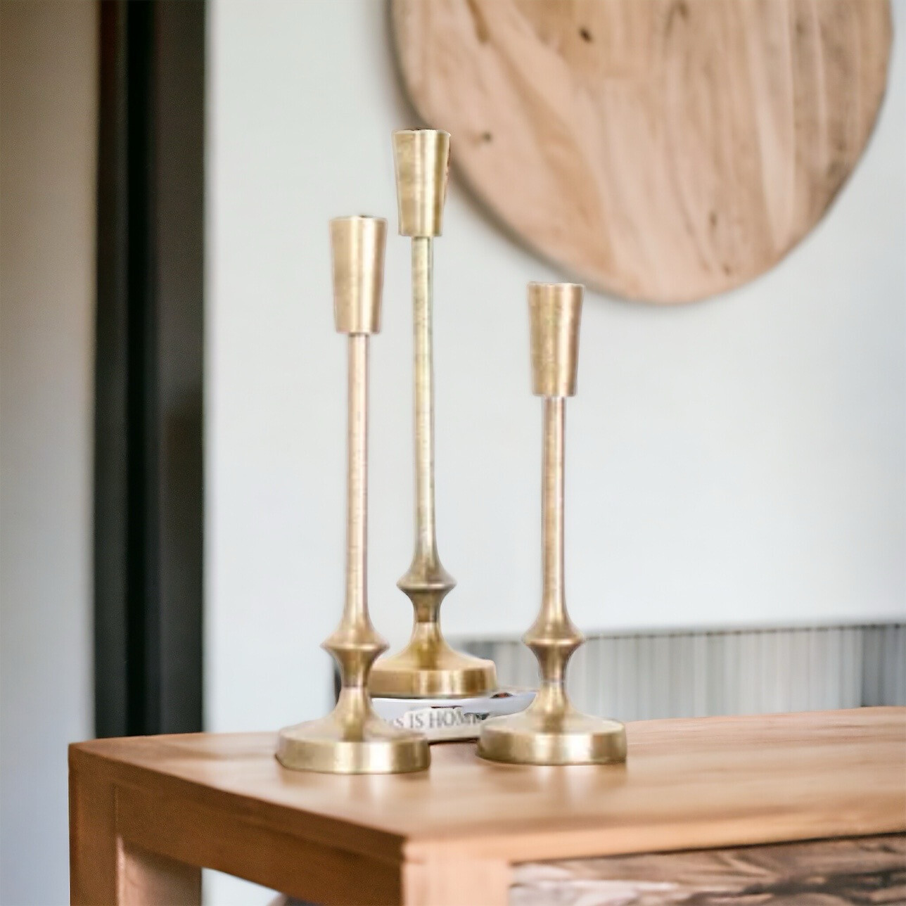 Pdg Md 14&quot; Gold Finish Candle Pillar