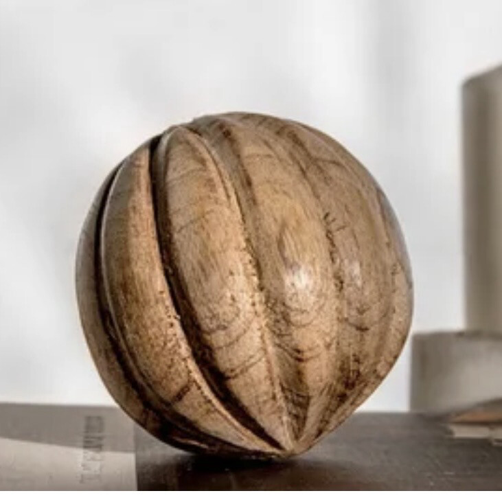 Pdg 4&quot; Carved Wood Ball Lines