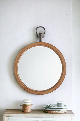 47th Lg Wooden Hanging Mirror 21x15.75