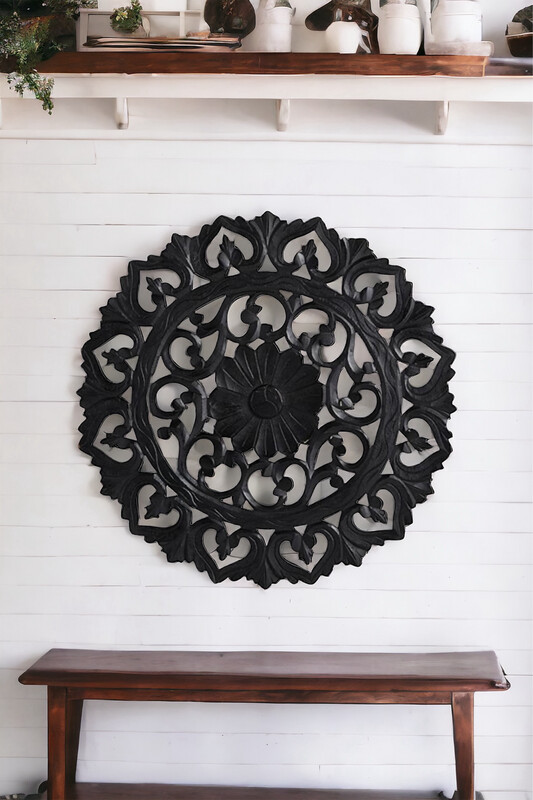 47th Matte Black Round Wall Decor 24&quot;