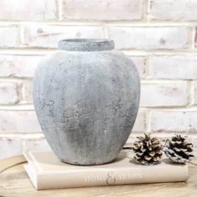 Pdg 9.25" Charcoal Round Vase
