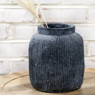 Pdg 8&quot; Charcol Line Vase