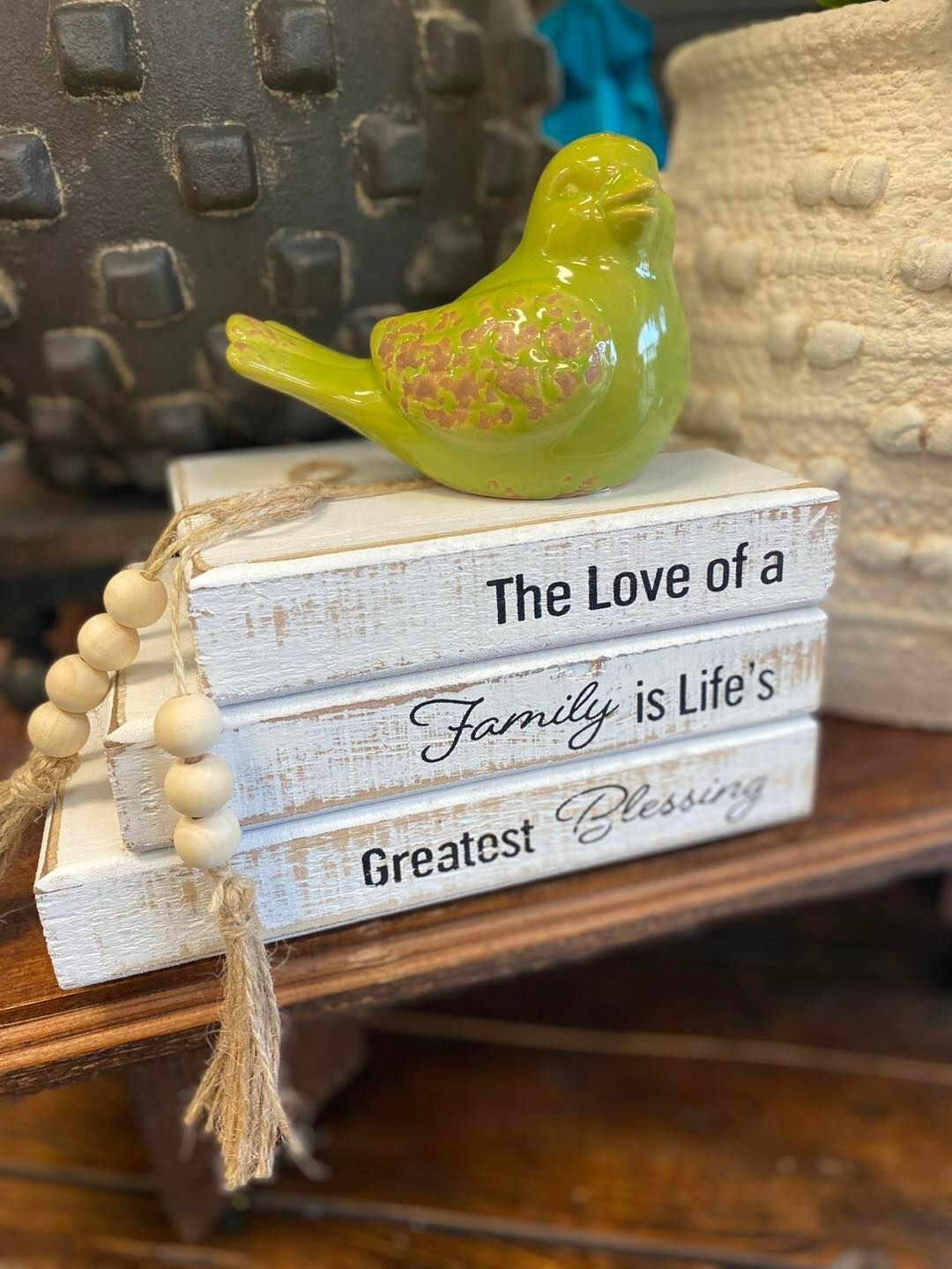 Ger The Love Block Stack w/tassel &amp; Beads 7.75x5x3.75
