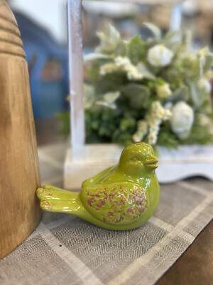 Ger 4.65&quot; Green Ceramic Bird