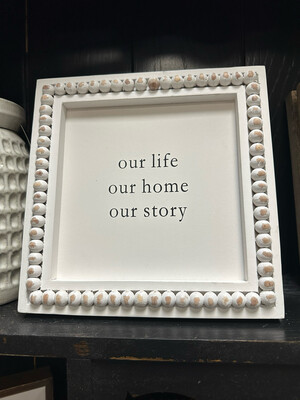 MP our life Beaded Square Plaque 10x10