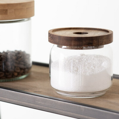 Pdg 3.5" Glass Jar w/acacia Wood Lid