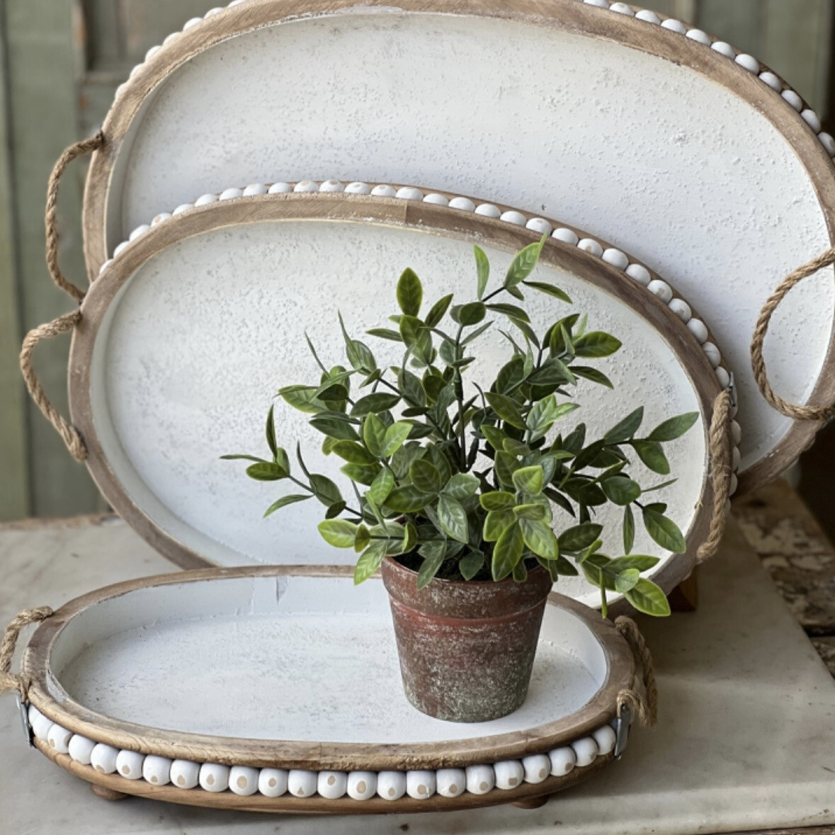 Lan Beaded Tray Small 8.5x13