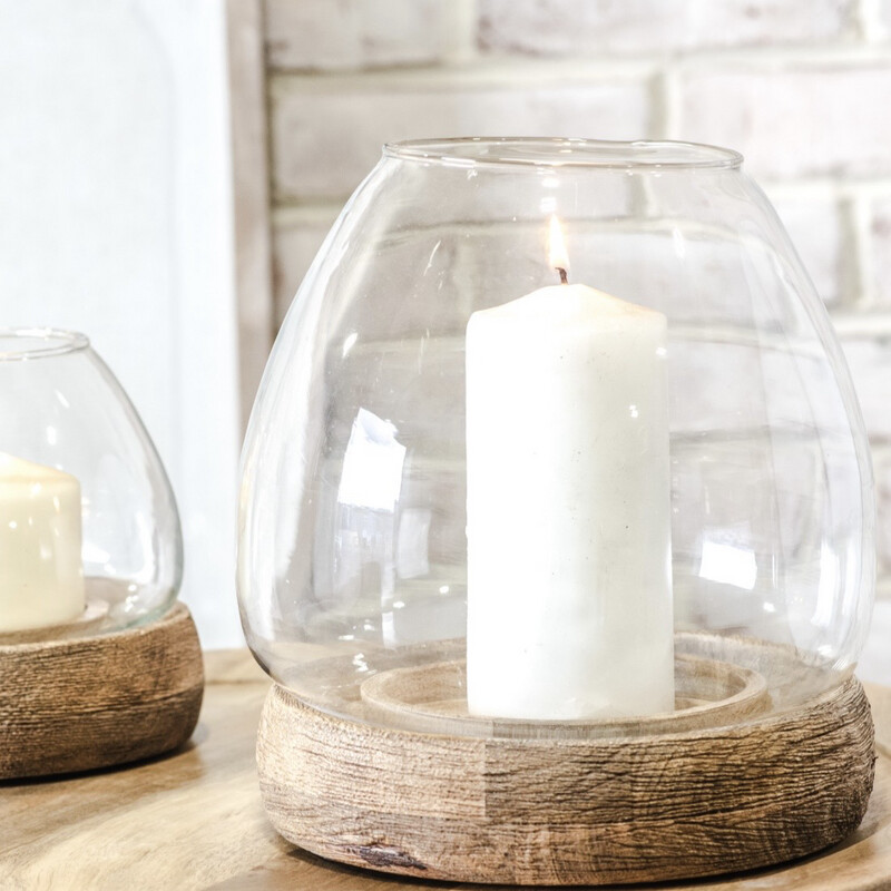 Pdg Lg Candle Holder Wood Base 8x9