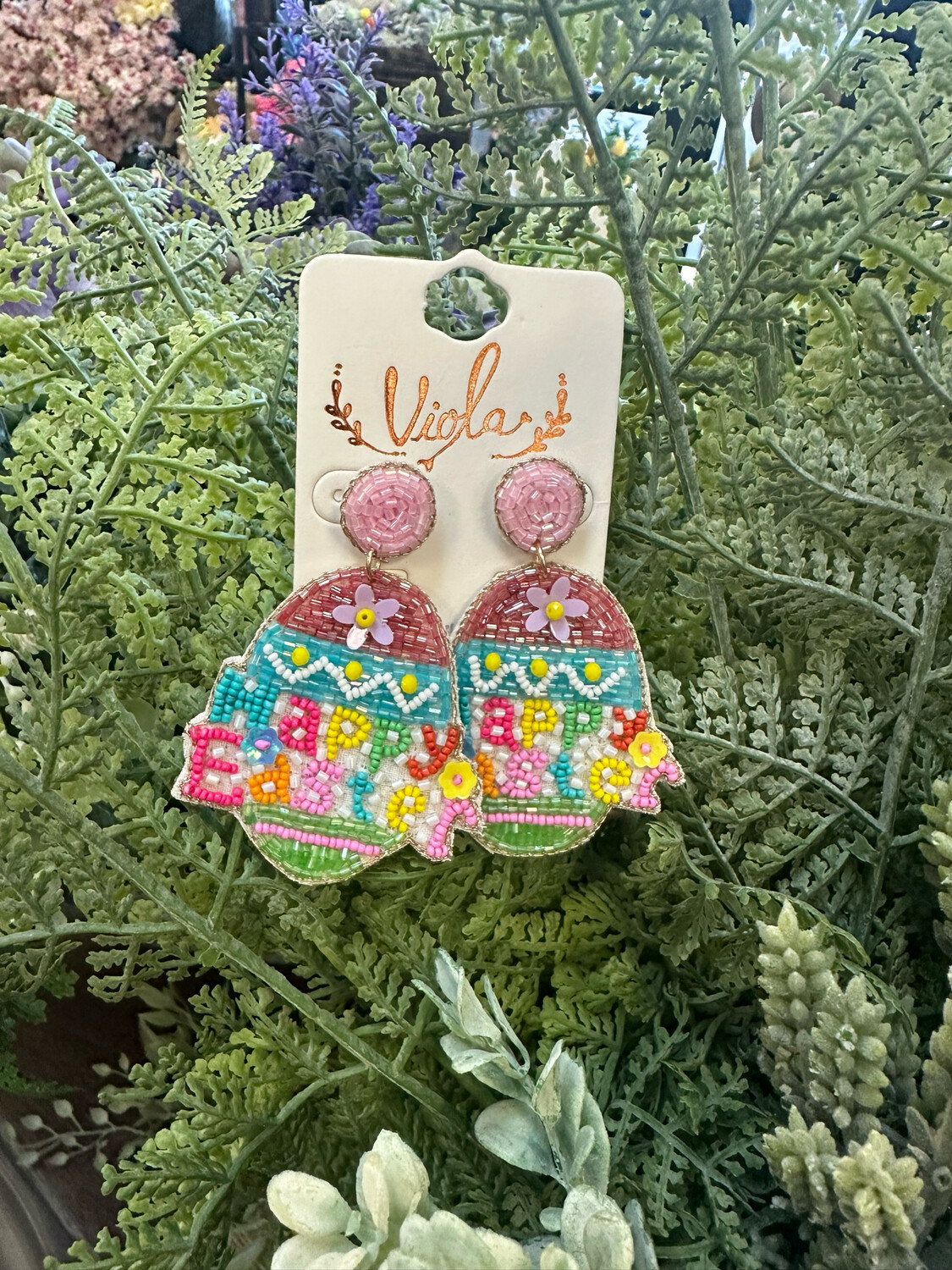 DAV Beaded Pink Happy Easter