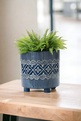 Cco Footed Blue Pot 10.5x10.2