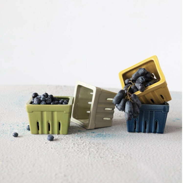 Cco Green Berry Basket Stoneware 4.2x4.2x2.8
