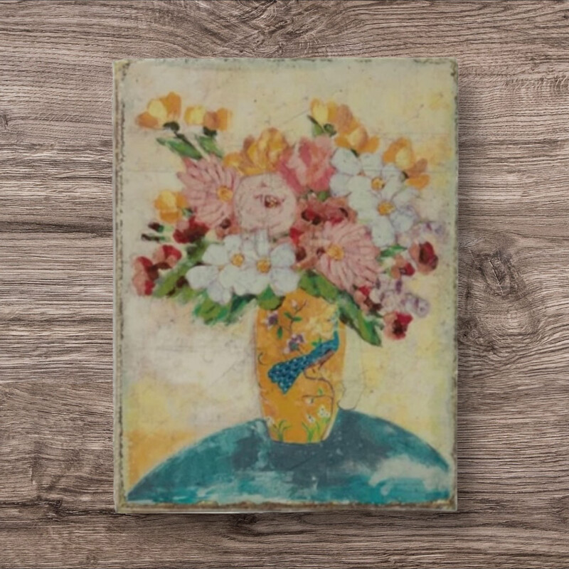 Cco Flowers In Peacock Vase 9x12 Canvas Wall Decor