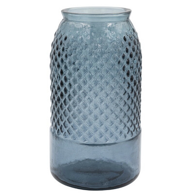 Cco 11" Blue Diamond Glass Jar